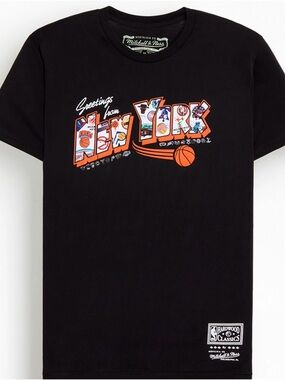 Mitchell & Ness Black 'Greetings from New York' Graphic Tee